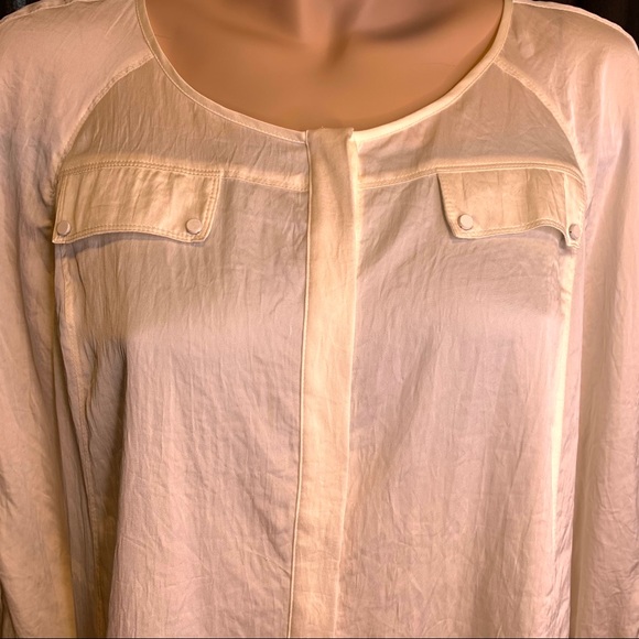 Anne Klein White Loose Sheer Button Down Blouse - Picture 2 of 10